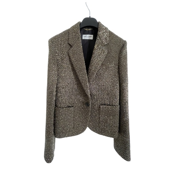 Saint Laurent Beaded Tweed Blazer size 36